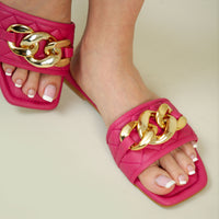 Allure Chunky Square Flats Hot Pink