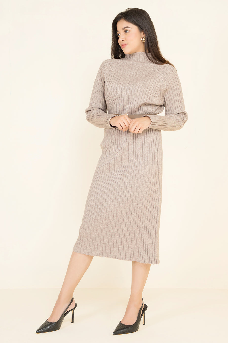 Sofia Sweater Dress Light Brown