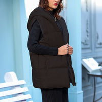 Rococco Soft Sleeveless Puffer Jacket with hoodie Black